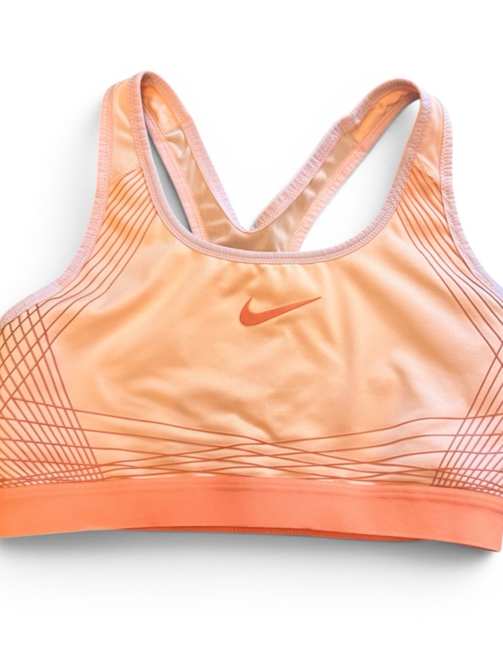 Nike Peach/Coral Racerback Sports Bra - Light Peach with Coral Accents